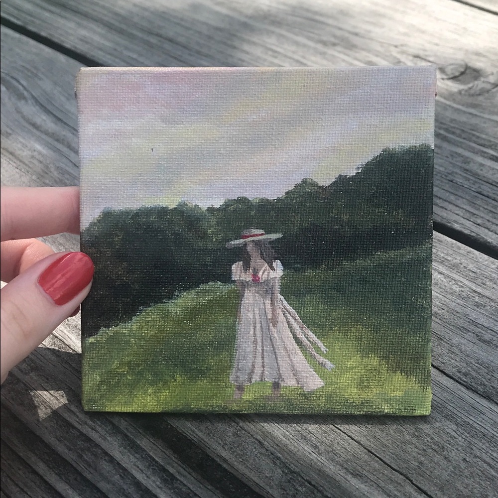 !Picnic Girl Original Acrylic Painting Art!